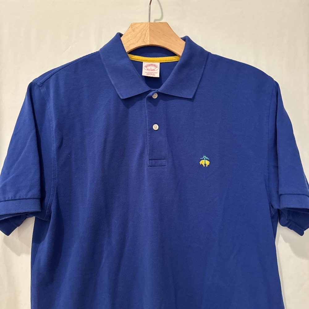 Brooks Brothers 1818 Performance Polo Mens LG Blue Cotton Logo